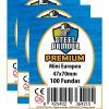 caja 100 paquetes de fundas mini europeo premium 47x70mm 50 desc